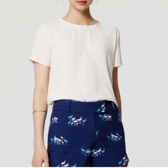 Ann Taylor Loft The Riviera Blue Flamingo Short - Picture 3 of 11